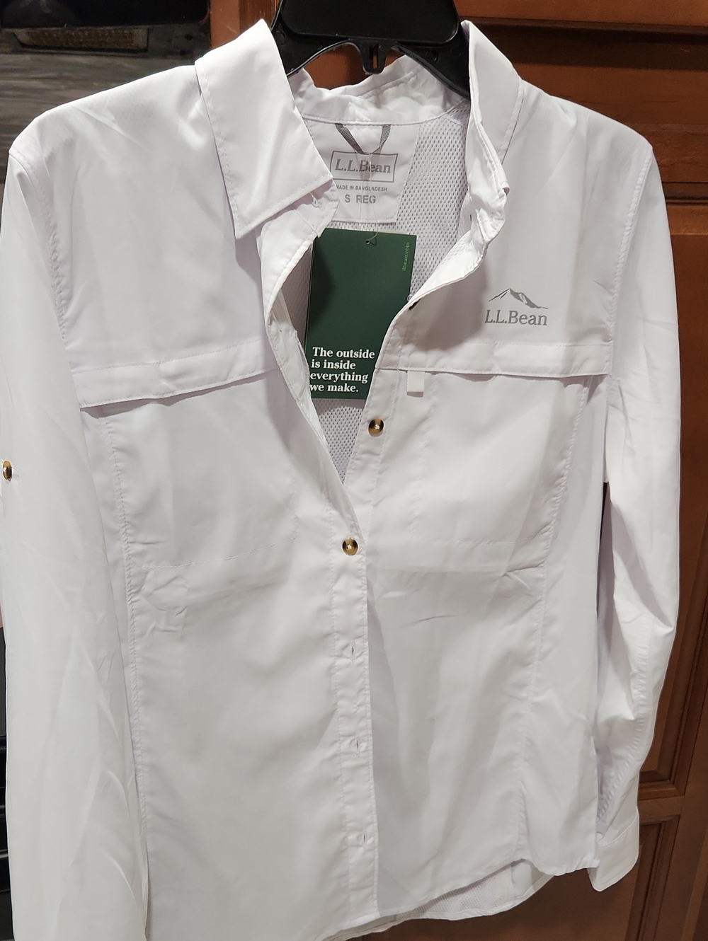 L.L.Bean Women's Tropicwear Shirt Long-Sleeve White Medium Like New